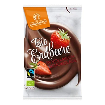 Abbildung von Landgarten Bio Erdbeere in Vollmilch Schokolade 1er Pack (50 g)