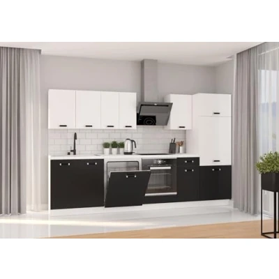 Abbildung von Küchen Preisbombe Küchenzeile Omega XL 300 cm Küchenblock Einbauküche Singleküche Schwarz + Weiss