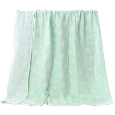 Abbildung von Hayisugar Baby Kuscheldecke, extra weich, 100% Baumwolle, 6 lagig, Decke, Babydecke, Einschlagdecke, Kinderwagendecke, Kinderdecke, Wohndecke Tagesdecke Sommerdecke, Grün Kuh, 110 x 105 cm