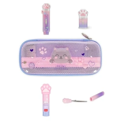 Abbildung von LEGAMI Kitty Schulstart Set mit Mäppchen 5 teiliges Schreibwaren für Kinder, Schere, Radierer, Spitzer und Klebestift