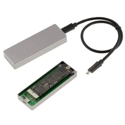 Abbildung von KALEA INFORMATIQUE USB 3.2 Gen 2x2 20G Gehäuse für Mac NVMe SSD Nach 2013 hergestellt in 12+16 Punkten. Gebürstetes Aluminium, mit Werkzeugen und Zubehör.