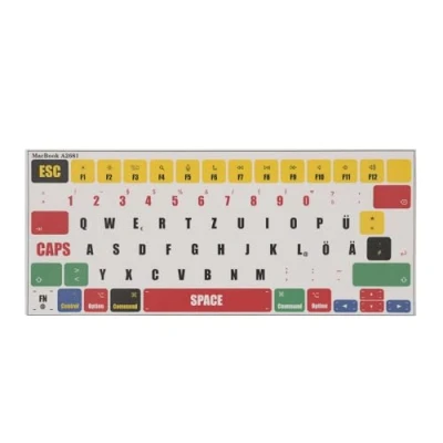 Abbildung von kwmobile Tastatur Aufkleber kompatibel mit Apple MacBook Air 13.6 M2 (A2681) Touch ID Model Keyboard Sticker Farb für Deutsche QWERTZ Mehrfarbig