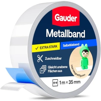 Abbildung von GAUDER Metallband selbstklebend I Ideal für Tonies® Figuren &amp; Regale Ferroband Magnetband Magnete Eisenband Stahlband (1m)