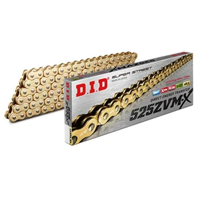 Abbildung von DID Kette 525 ZVMX, 112 Glieder (X Ring gold), offen mit Nietschloss