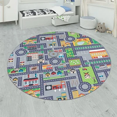 Abbildung von Paco Home Kinderteppich &quot;Bino 577&quot;, rechteckig, 5 mm Höhe, Straßen Spiel Teppich, Kinderzimmer