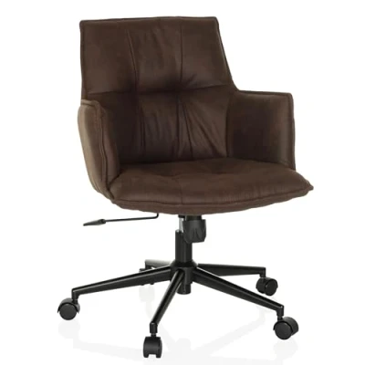 Abbildung von hjh LIVING Homeoffice Stuhl gepolstert SOLAO Life Schreibtischstuhl Drehstuhl höhenverstellbar, Stoffbezug Dunkelbraun