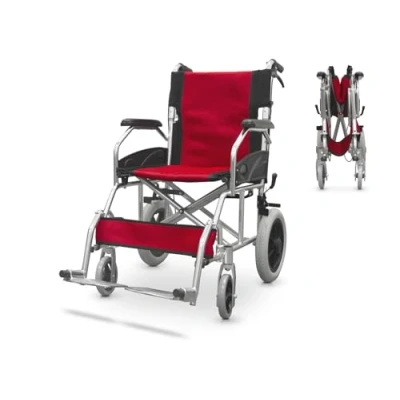 Abbildung von QUIRUMED Klappbarer Rollstuhl, Aluminiumrahmen, ultraleicht, Beifahrerbremsen, kompakt, orthopädisch