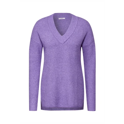 Abbildung von Cecil MIT V Ausschnitt Strickpullover, Damen, Größe: Medium, Lila