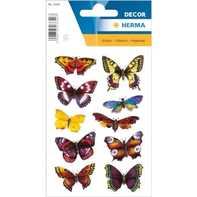 Abbildung von HERMA 3349 Aufkleber Schmetterlinge Glitzer klein groß, 20 Stück, Schmetterling Sticker in bunten Farben, Butterfly Etiketten für Fotoalbum Tagebuch Poesiealbum Scrapbooking Dekoration Briefe Basteln