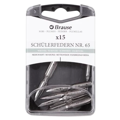 Abbildung von Brause 150065B Packung mit 15 Metallfedern Schüler, für Zeichen und Schreiben, ideal Kalligraphie, 1 Box