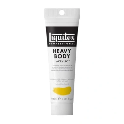 Abbildung von Liquitex 8870121 Professional Heavy Body Acrylfarbe in Künstlerqualität mit ausgezeichneter Lichtechtheit buttriger Konsistenz, 59ml Tube Kadmiumgelb mittel