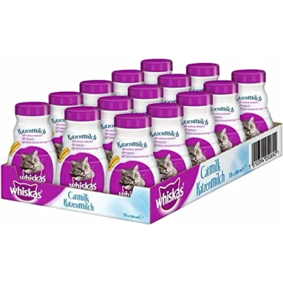 Abbildung von Whiskas Katzenmilch für Kätzchen ab 6 Wochen, 15 Flaschen, 15x200ml Leckerer Snack eine glückliche Katze, laktosereduziert und leicht verdaulich,3 l (1er Pack)