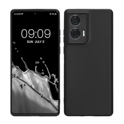 Abbildung von kwmobile Handyhülle kompatibel mit Motorola Edge 50 Fusion Hülle Handy Case aus weichem Silikon in Schwarz matt