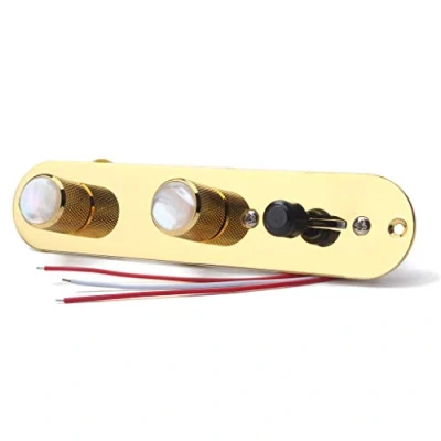 Abbildung von Alnicov Voll beladene Steuerplatte, vorverdrahtet, mit 3 Wege Steuerung Platte Switch Kabelbaum für Fender Tele Telecaster E Gitarre, Gold