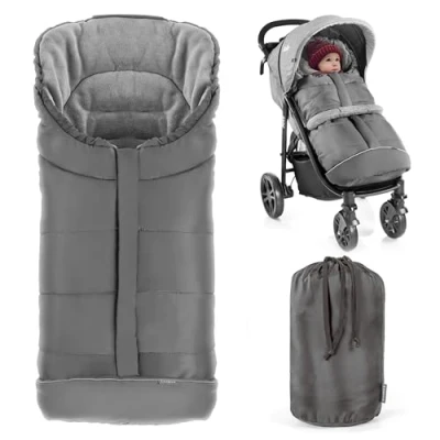 Abbildung von Zamboo Fußsack Grau, Universal Winter z.B. für joie Buggy Kinderwagen Winterfußsack