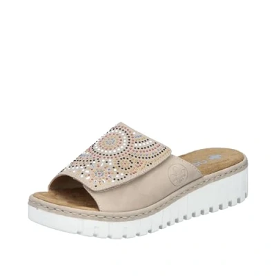 Abbildung von Rieker Pantolette Sommerschuh, Strandschuh, Hausschuh mit regulierbarem Klettverschluss