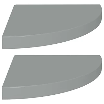 Abbildung von vidaXL 2X Eckregal Schweberegal Wandregal Bücherregal CD DVD Regal Wandboard Hängeregal Wand Dekoregal Freischwebend Grau 35x35x3,8cm MDF