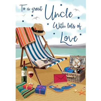 Abbildung von Piccadilly Greetings Geburtstagskarte Onkel 22,9 x 15,2 cm Regal Publishing, Gold, Blau, Silber, Schwarz, Braun