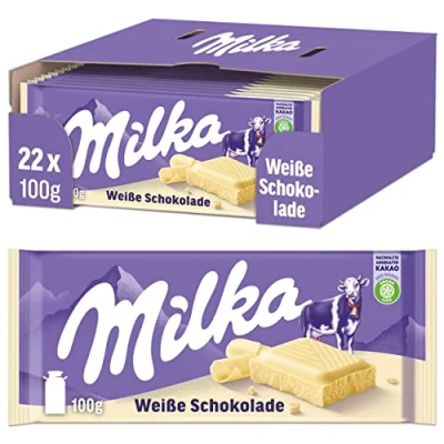Abbildung von Milka weiße Schokolade 22 x 100g, Zartschmelzende Tafel