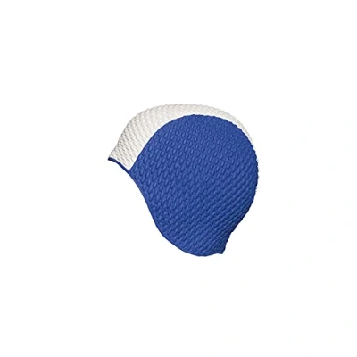 Abbildung von Fashy Badekappe Badehaube Gummi Schwimmhaube Luftgefüllt Blau Weiß