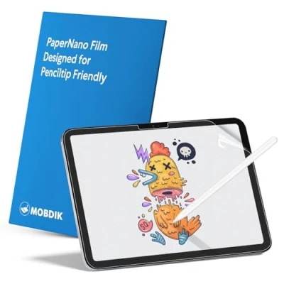 Abbildung von MOBDIK 2 Stück Papier Schutzfolie für iPad 10. Generation (10,9 Zoll, 2022) Zeichnen Wie auf Papier, Blendfreiem, Kompatibel mit Apple Pencil, Easy Installation Kit