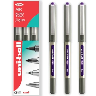 Abbildung von uni ball Eye UB 157 Tintenroller, 0,7 mm Spitze, in Geschenkverpackung, Violett, 3 Stück