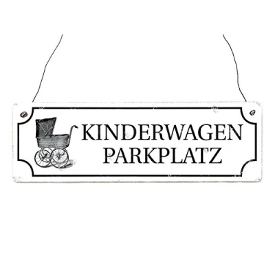 Abbildung von Interluxe Holzschild Dekoschild KINDERWAGENPARKPLATZ Geschenk Dekoration Shabby Vintage Kinder Parkplatz