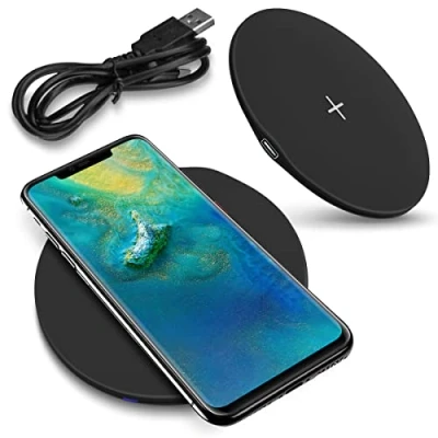 Abbildung von Qi Induktives Ladegerät kompatibel für Nokia XR20 Ladestation 15W 10W 7,5W 5W Kabelloser Universal Charger, Modell:M09_15W_Schwarz