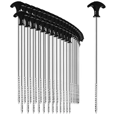 Abbildung von com four® 36x Zelt Heringe aus Stahl robuste, Lange Erdnägel mit Gewinde für Camping und Outdoor ideal normalen harten Boden T Griff