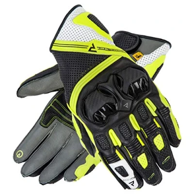Abbildung von REBELHORN ST Short Leder Motorradhandschuhe für Männer Superfabric Panels SAS TEC Schaumstoffplatten Belüftung Flexible Elemente Touchscreen Friendly Pads