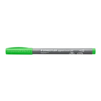 Abbildung von STAEDTLER brush pen pigment Arts, maigrün, pigmentierte Premium Zeichentusche, Pinselspitze für variable Linienbreite, wasserfest, schnelltrocknend, 10 pens im Kartonetui, 371 513