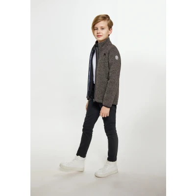 Abbildung von SCHMUDDELWEDDA Herren Strickfleecejacke 116 / Grau Melange 100% recyceltes Polyester