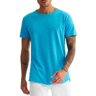 Abbildung von Leif Nelson T Shirt Herren Sommer Rundhals Ausschnitt (Türkis, Größe S), Regular Fit 100% Baumwolle, Casual Basic Männer Kurzarm