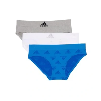 Abbildung von adidas Nahtlose Hipster Unterwäsche für Damen, 3er Pack, Pink Heather/Black/Heather Grey, Größe S, Pulse Blue Jacq/Heather Grey/White, S