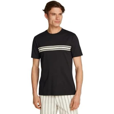 Abbildung von Tommy Hilfiger Central Chest Stripe TEE Tshirt print, Herren, Größe: Small, Black