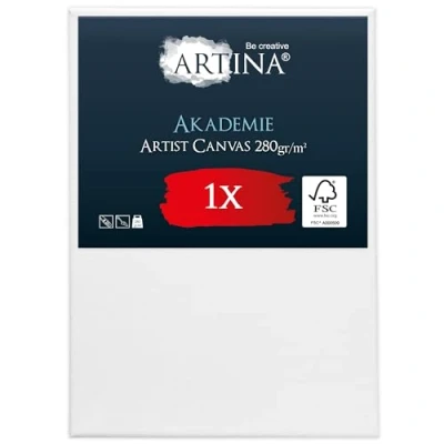 Abbildung von Keilrahmen Leinwand zum Bemalen 50x70 cm Artina FSC® Leinwände für Acrylfarben Canvas 100% Baumwolle bespannte Set malen Acryl Rahmen Weiß