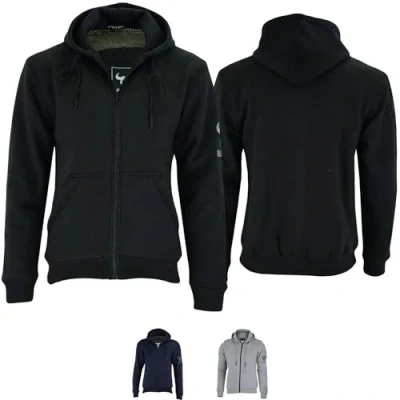 Abbildung von BULLDT Herren Motorrad Hoodie Schutzjacke Reißverschluss mit Abnehmbarer Protektoren, 62/5XL, Schwarz