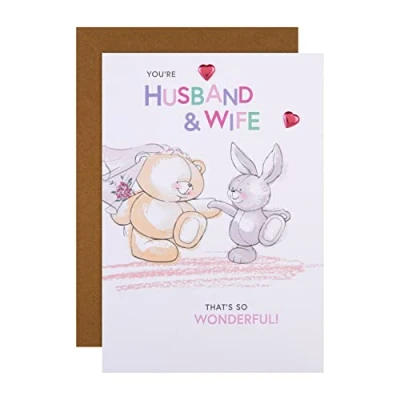 Abbildung von Hallmark Hochzeitskarte für Ehemann und Ehefrau niedliches Forever Friends Design