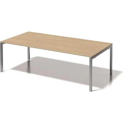 Abbildung von BISLEY Cito Chefarbeitsplatz/Konferenztisch, 740 mm höhenfixes U Gestell, Metall, Mp355 Dekor Ahorn, Gestell Silber, 120 x 240 85 cm