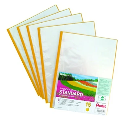 Abbildung von Pentel DCP3415G Recycology Präsentationshefter Standard aus 50% recyceltem PP, A4, 15 Taschen, 5 Stück, gelb