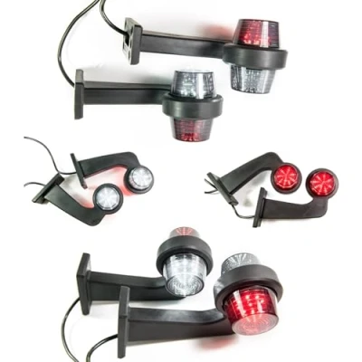 Abbildung von 2 x LED Gummi Begrenzungsleuchte Seitenleuchte 12V 24V mit Old School STYLE DARK Graphite Positionsleuchte Auto LKW PKW Wohnwagen KFZ Lampe Leuchte Licht Rot Weiß