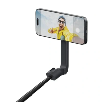 Abbildung von ShiftCam SnapStand Max magnetischer Selfie Stick &amp; Stativ kompakt, faltbar ausziehbar mit Neigungskopf und Bluetooth Fernbedienung (Midnight, Selfie)