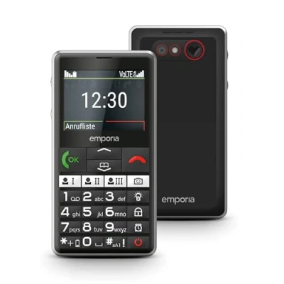 Abbildung von emporiaPURE LTE, Seniorenhandy 4G, Tastenhandy ohne Vertrag, Mobiltelefon mit Notruftaste, Schwarz