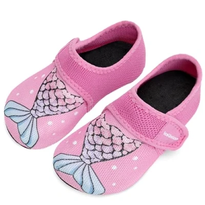 Abbildung von IceUnicorn Hausschuhe Kinder Atmungsaktive Pantoffeln Leicht Rutschfest Kleinkinder Hüttenschuhe Jungen Mädchen Slippers(Rosa Fischschwanz,24/25EU)