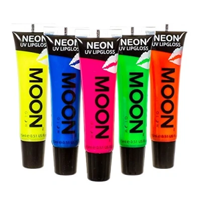 Abbildung von Moon Glow Neon UV Lippenstift, 5er Set, duftet und leuchtet unter Strahlung hell! (Grün, 15 ml (5er Pack))