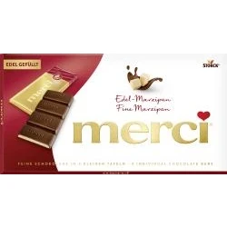 Abbildung von merci Tafelschokolade Edel Marzipan 1 x 112g Feinste Täfelchen aus Zartbitterschokolade mit Füllung (38 Prozent)