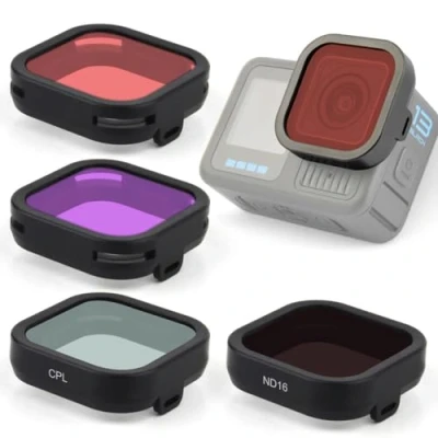 Abbildung von GEPULY Tauchfilter für GoPro Hero 13, Schwarz, 4er Pack Go Pro Filter Set, CPL/ND16/Rot/Magenta, Unterwasserzubehör, Neutraldichte, Zirkular Polarisator, Farbkorrektur
