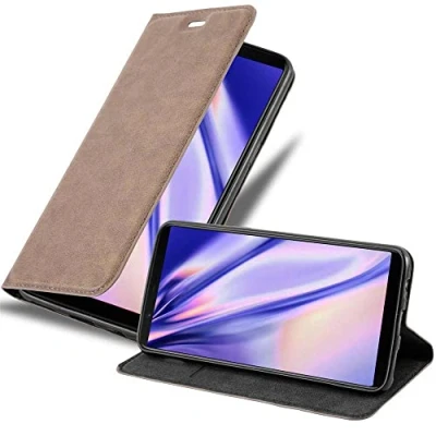 Abbildung von Cadorabo Hülle kompatibel mit OnePlus 5T aus Premium Kunst Leder Flip Klappbare Stoßfeste Magnetische [Standfunktion] [Kartenfächern] Cover für Tasche in Braun