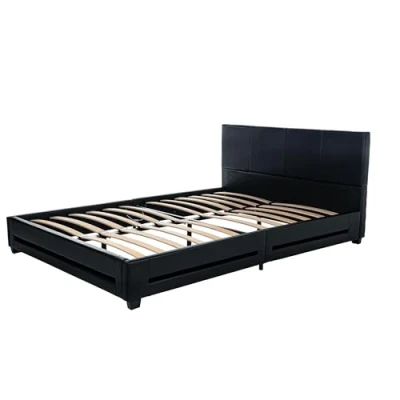 Abbildung von HOME DELUXE Bett LED ASTEROID (Set, 2 tlg., inkl. Lattenrost &amp; Beleuchtung), 140 x 200 cm gepolstertes Kopfteil, Polsterbett, Kunstlederbett