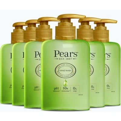 Abbildung von Pears Soft &amp; Fresh Handwäsche, Zitronenblütenextrakt Hergestellt mit natürlichen Ölen und seifenfrei, pflegende Feuchtigkeitspflege natürliche Extrakte, für alle Hauttypen 6er Pack, 250 ml